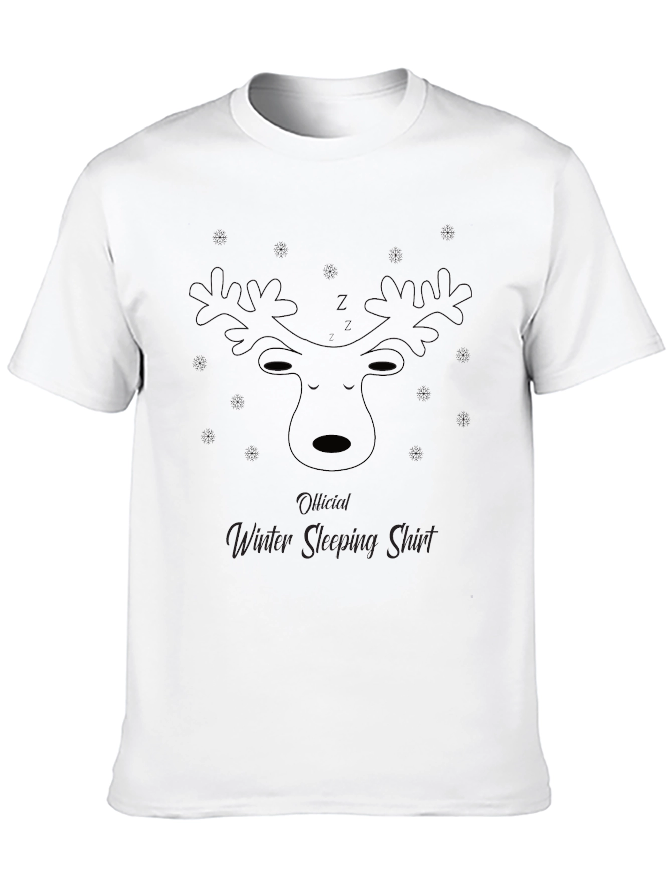 Mens Black Winter Sleeping Shirt with Reindeer Design