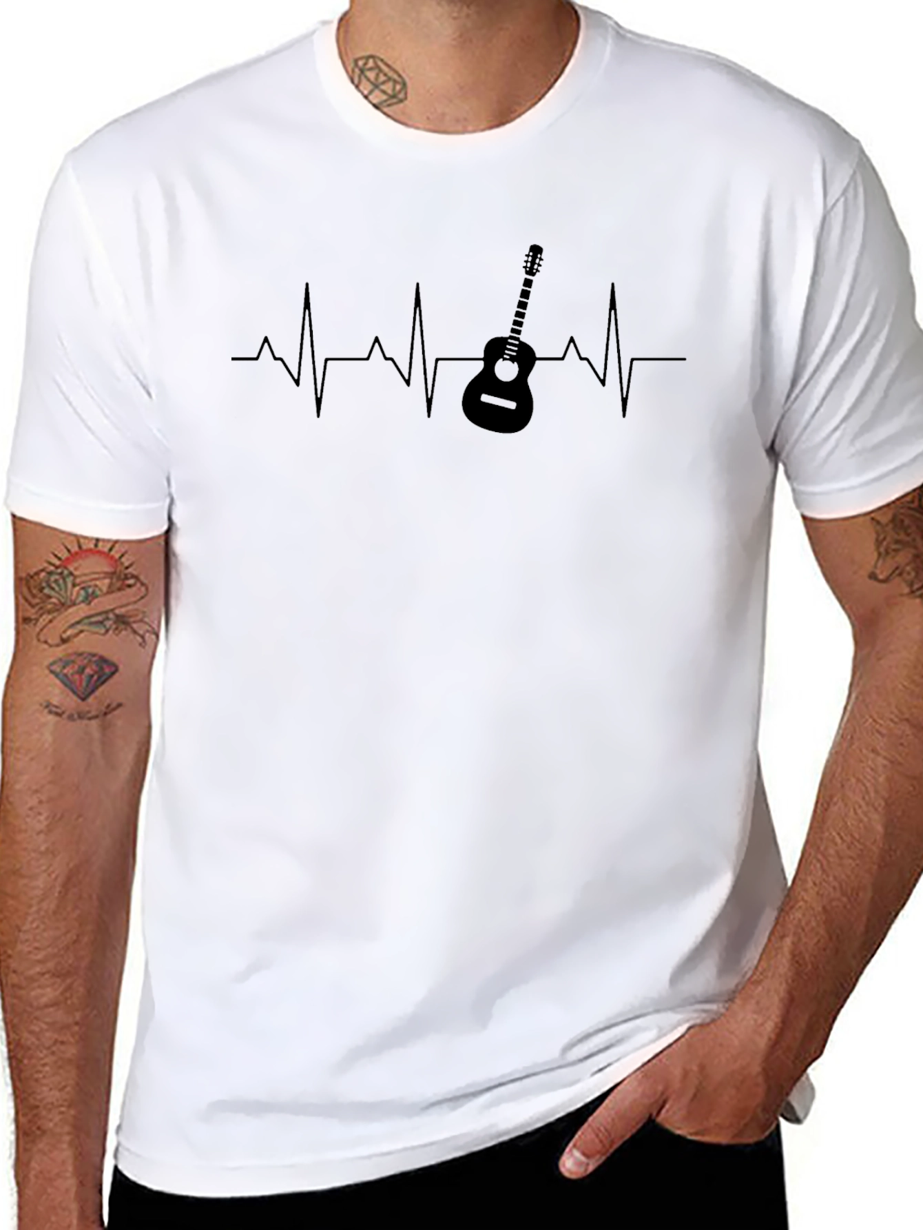Guitar Heartbeat Graphic Tee - Music Lover T-Shirt