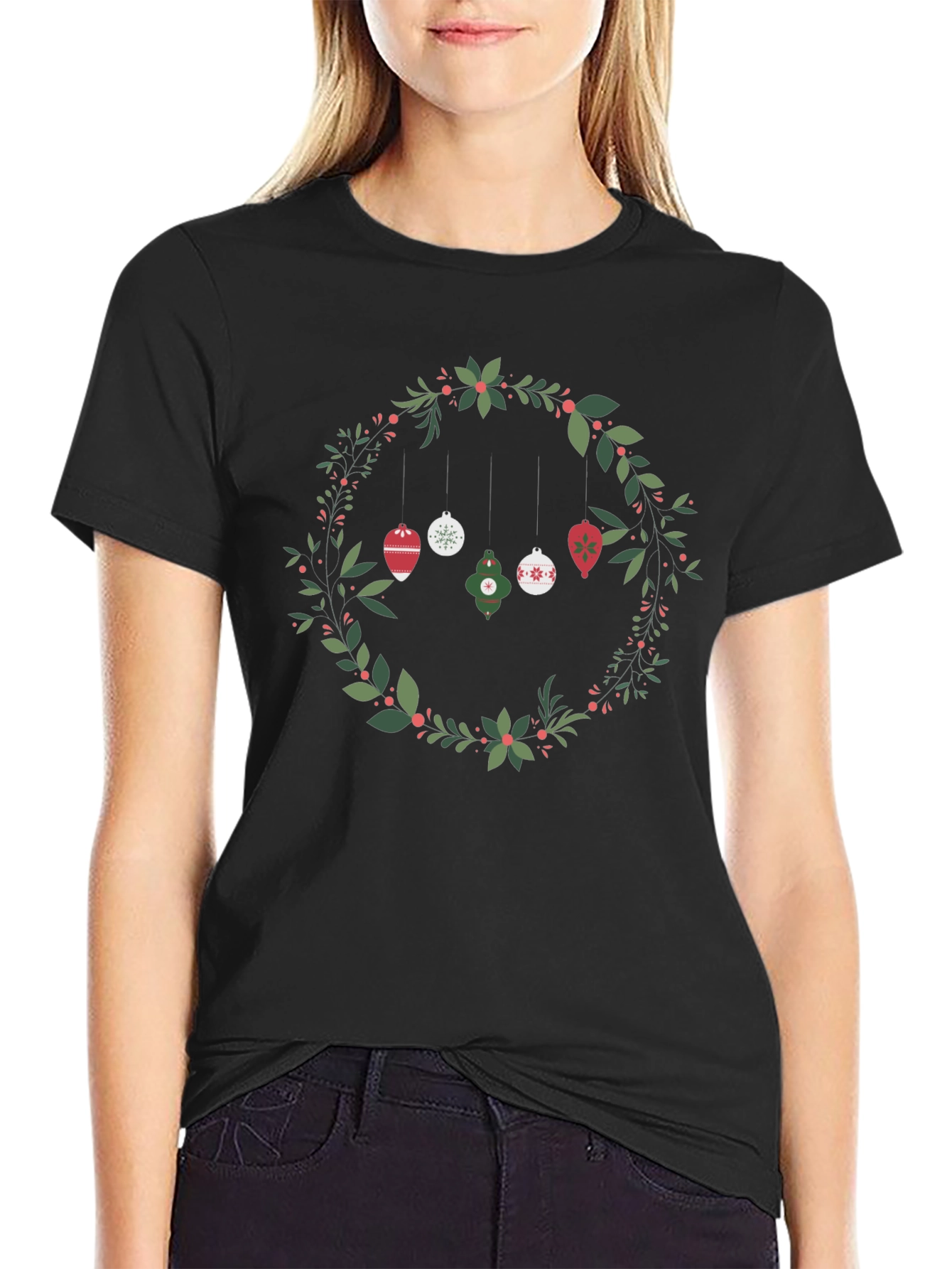Festive Wreath Ornament Graphic Tee