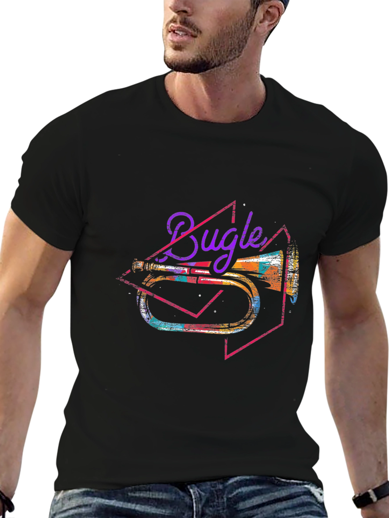 Bugle Graphic Tee - Retro Musical Instrument Shirt