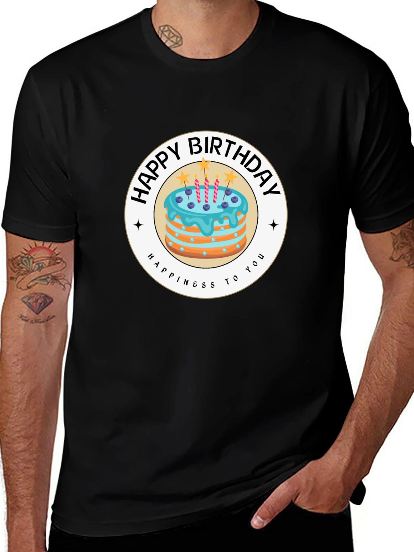 Happy Birthday Cake Graphic T-Shirt