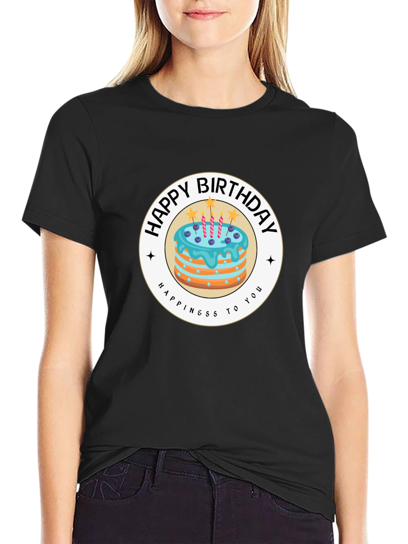 Happy Birthday Cake Graphic T-Shirt