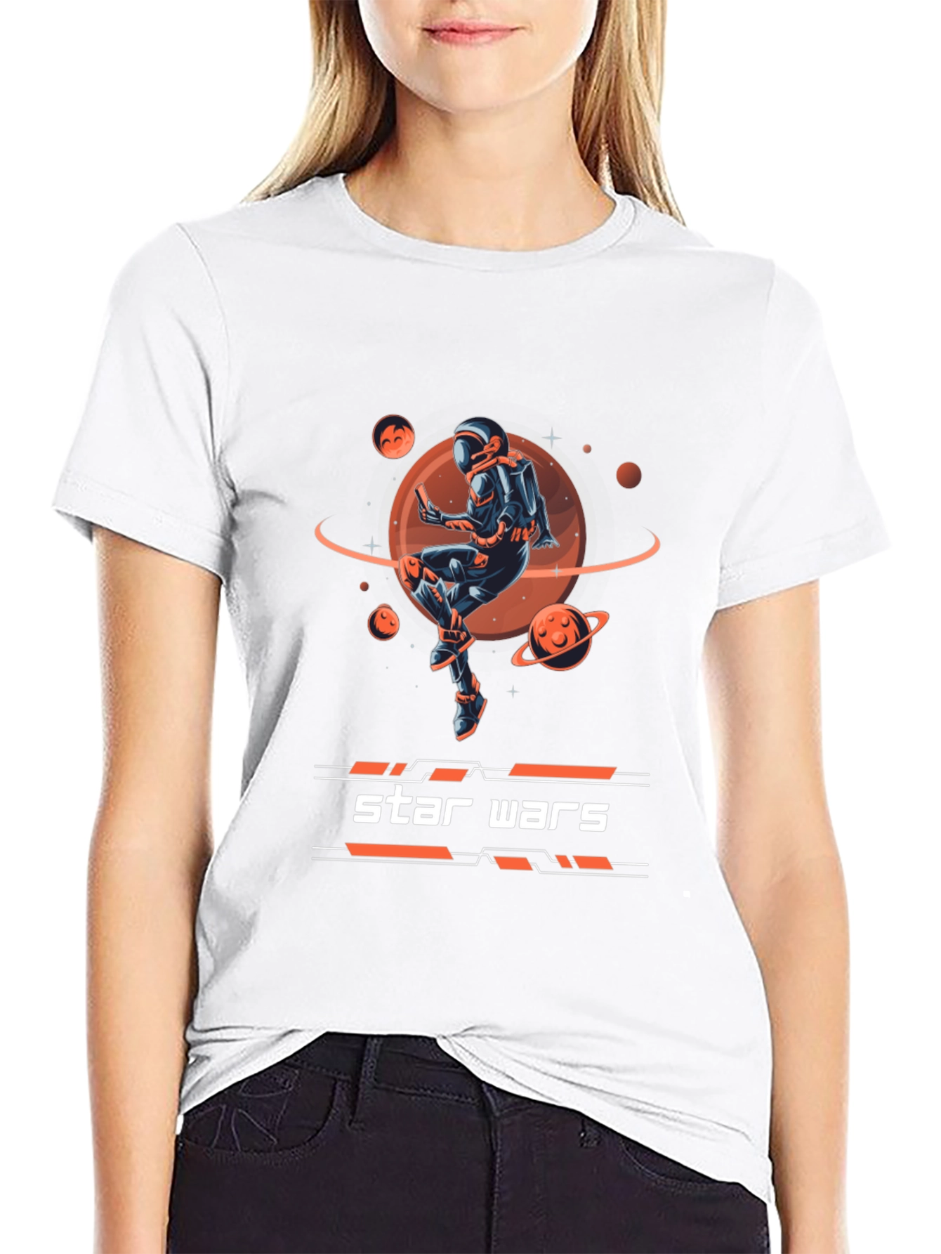 Star Wars Spaceman Graphic Print Black T-Shirt