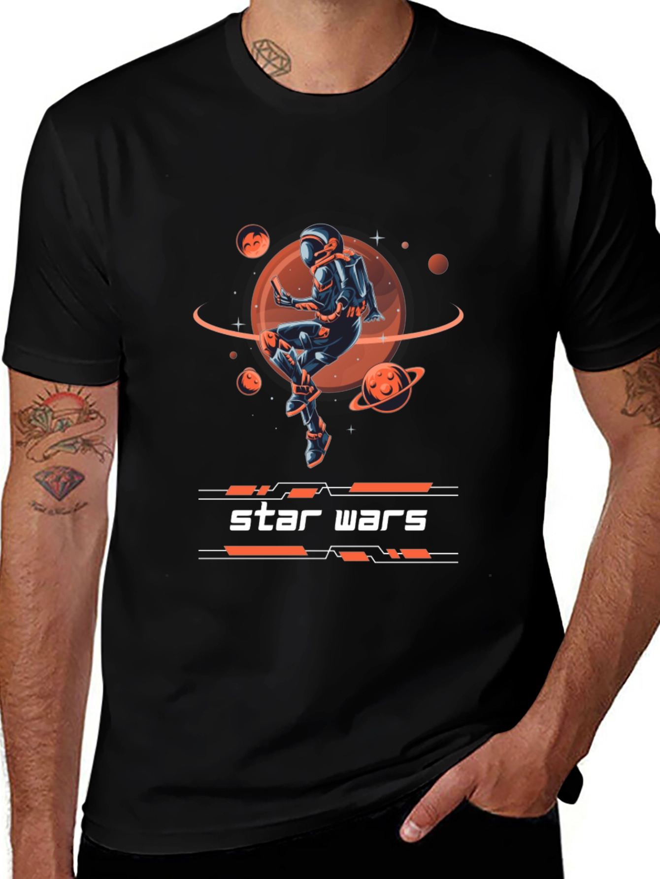 Star Wars Spaceman Graphic Print Black T-Shirt