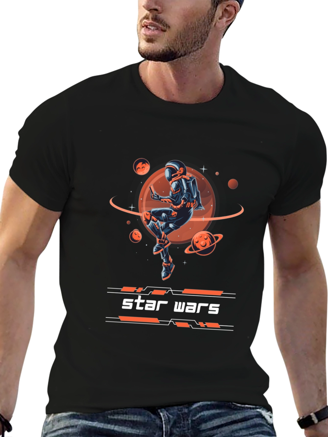 Star Wars Spaceman Graphic Print Black T-Shirt