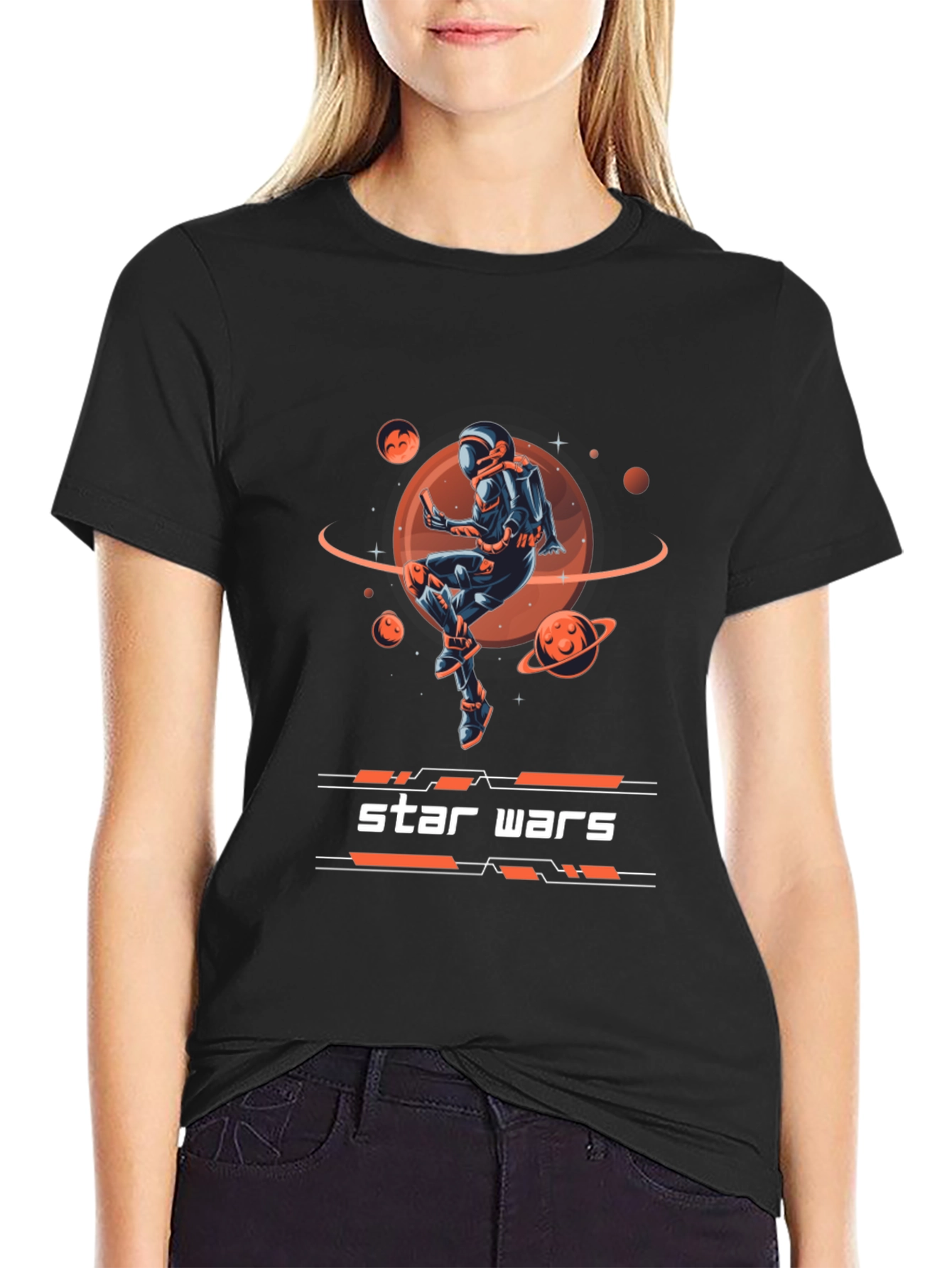 Star Wars Spaceman Graphic Print Black T-Shirt