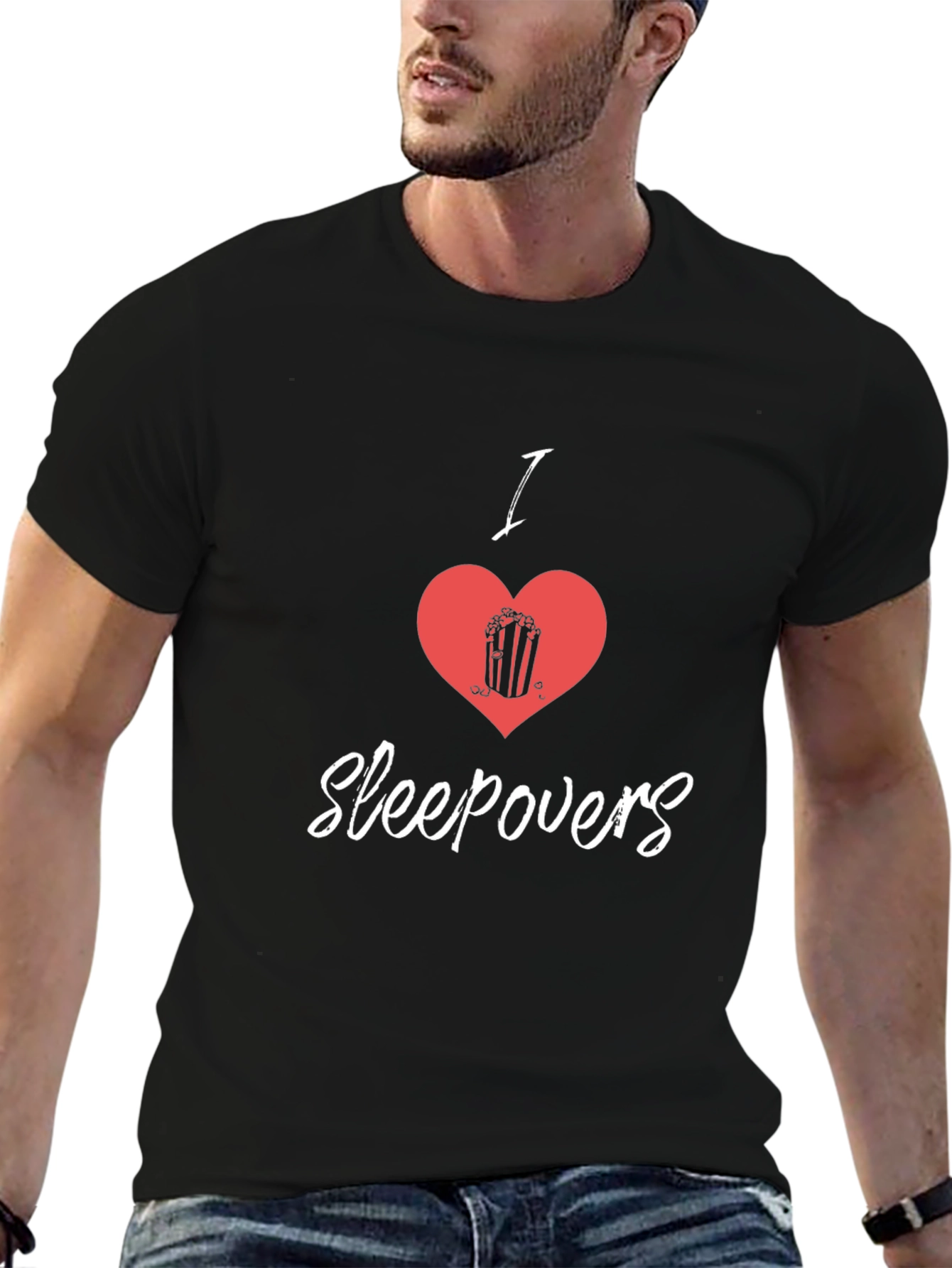 I Heart Sleepovers Black Graphic Tee