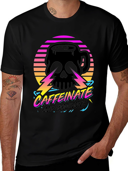 Caffeinate and Dominate Skull Graphic Tee