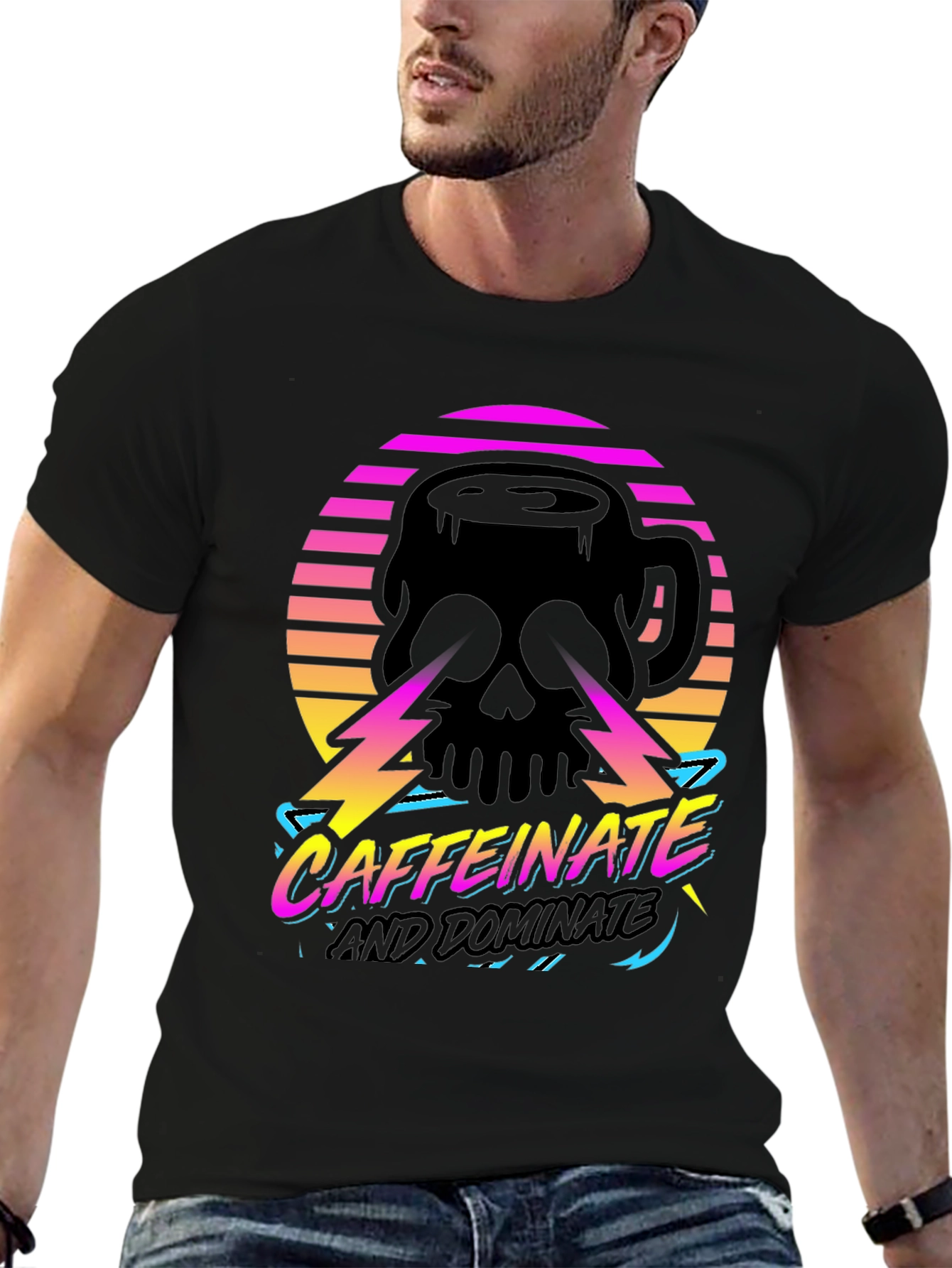 Caffeinate and Dominate Skull Graphic Tee