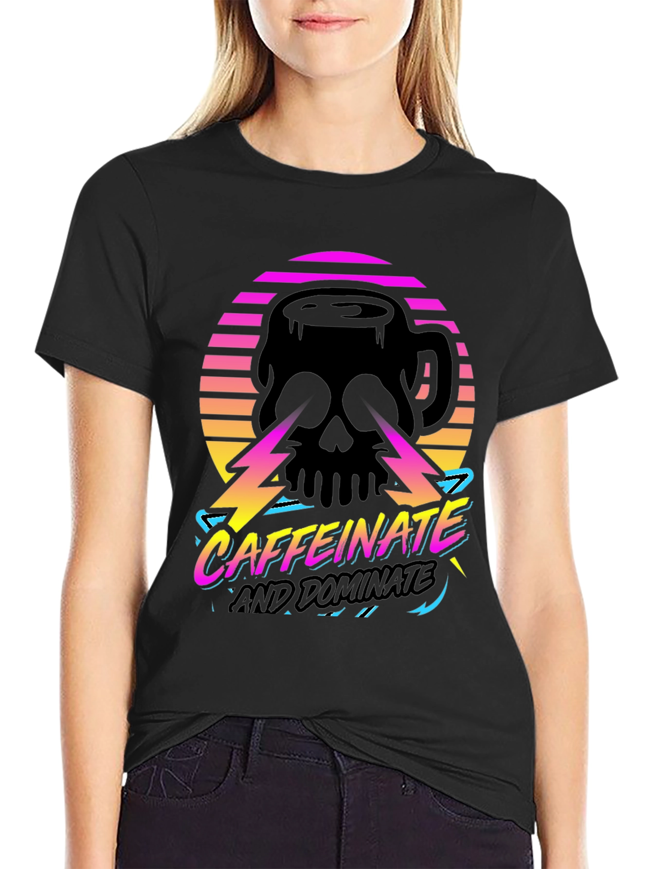 Caffeinate and Dominate Skull Graphic Tee