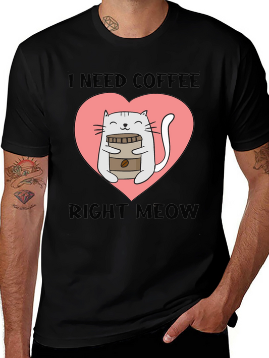 I Need Coffee Right Meow Cat Lover T-Shirt