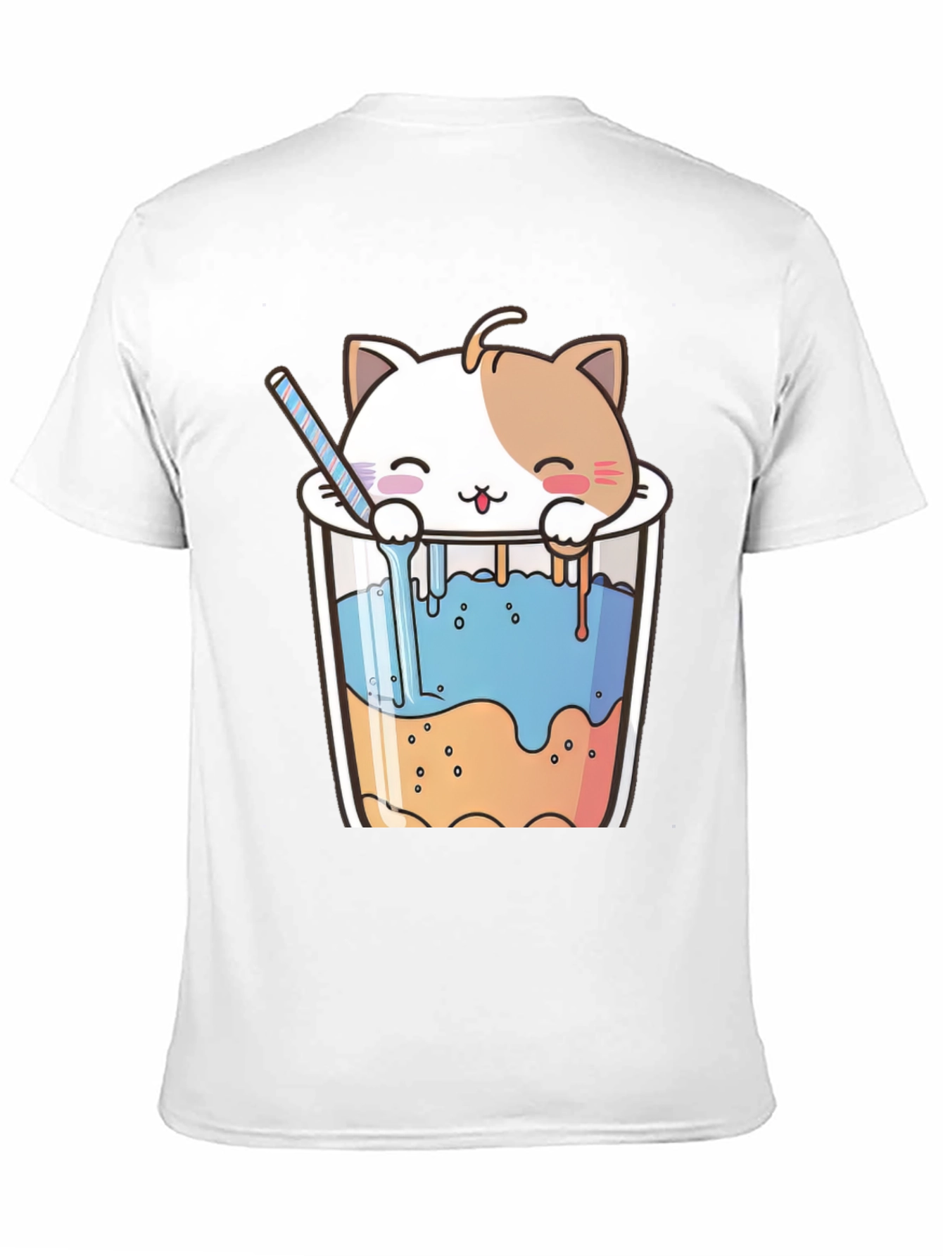Cute Cat Bubble Tea Black T-Shirt