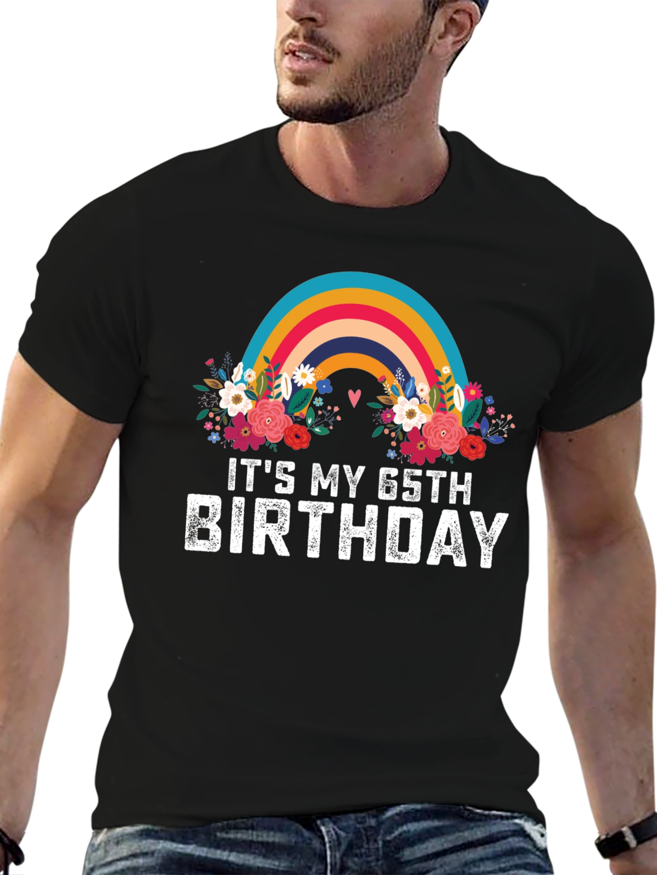 Its My 65th Birthday Rainbow Floral Tee