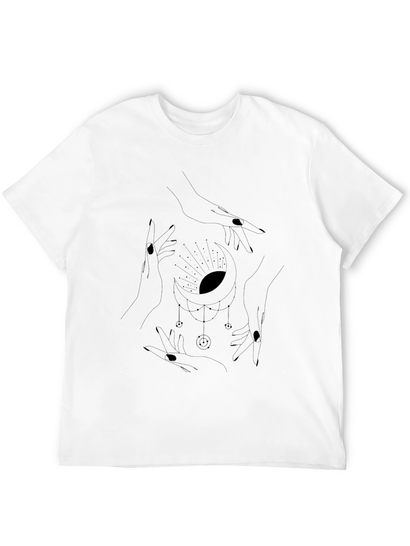 Mystic Moon Hands Graphic Black Tee