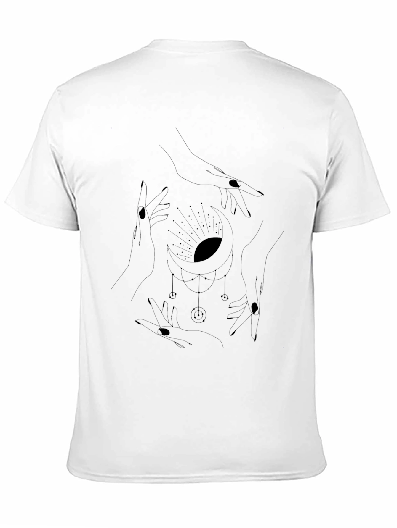 Mystic Moon Hands Graphic Black Tee