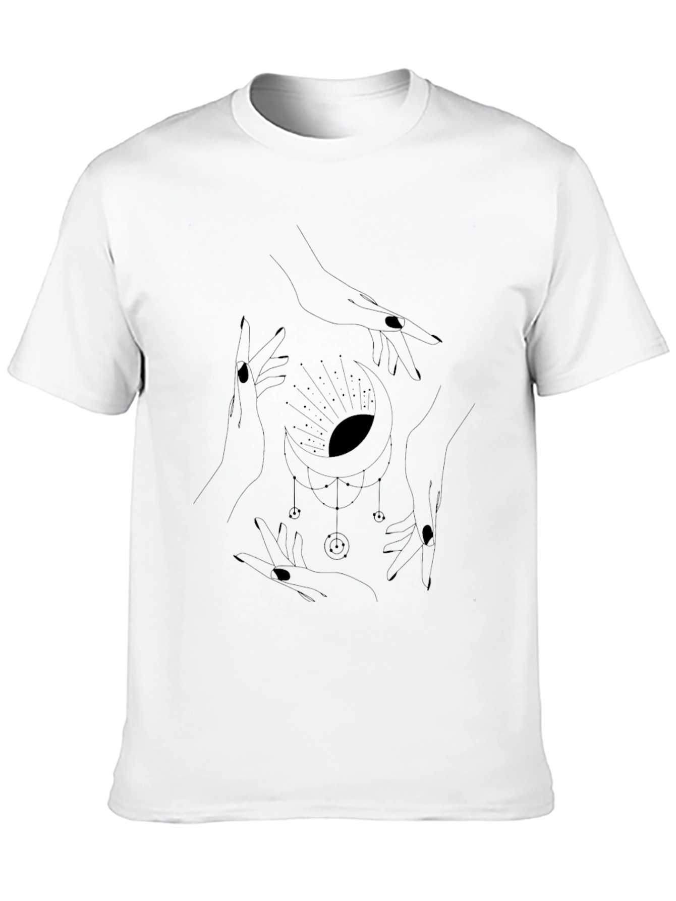 Mystic Moon Hands Graphic Black Tee
