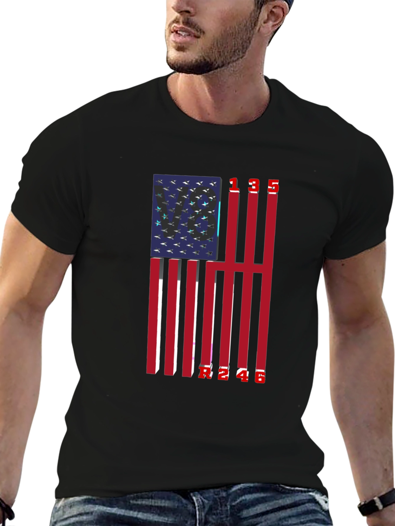 Patriotic American Flag Numbered T-Shirt