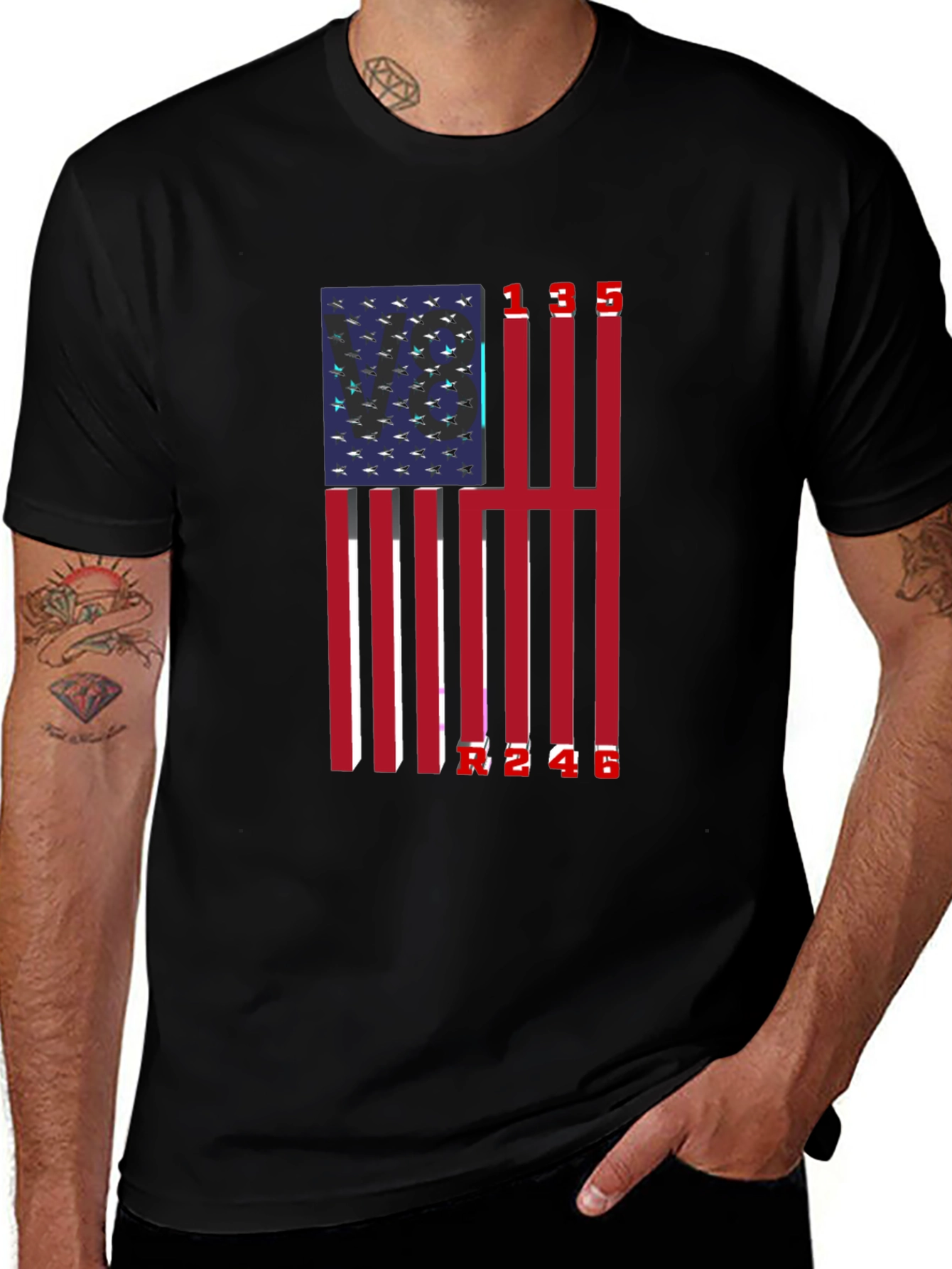 Patriotic American Flag Numbered T-Shirt