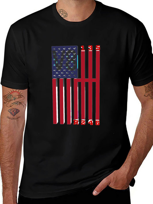 Patriotic American Flag Numbered T-Shirt