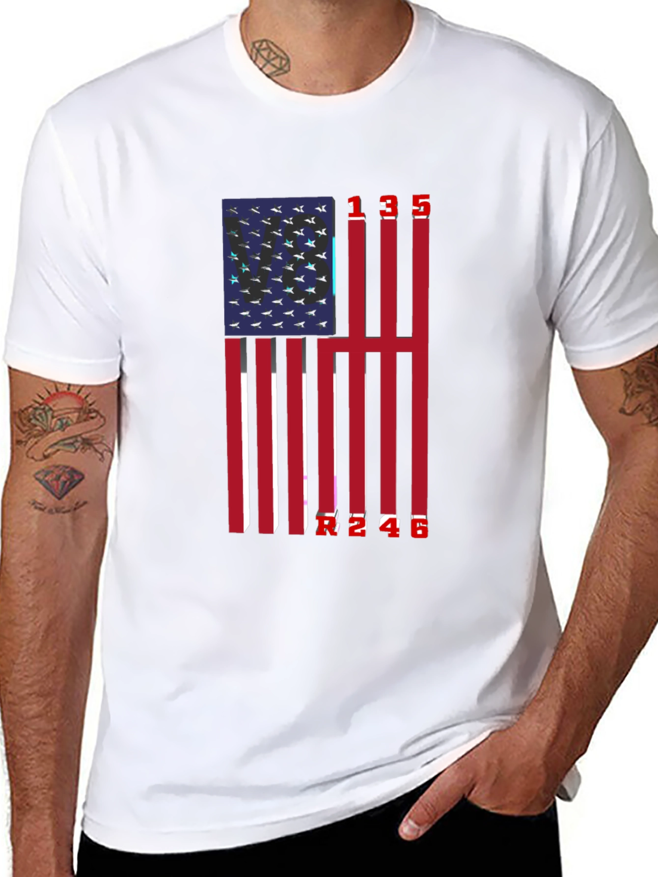 Patriotic American Flag Numbered T-Shirt