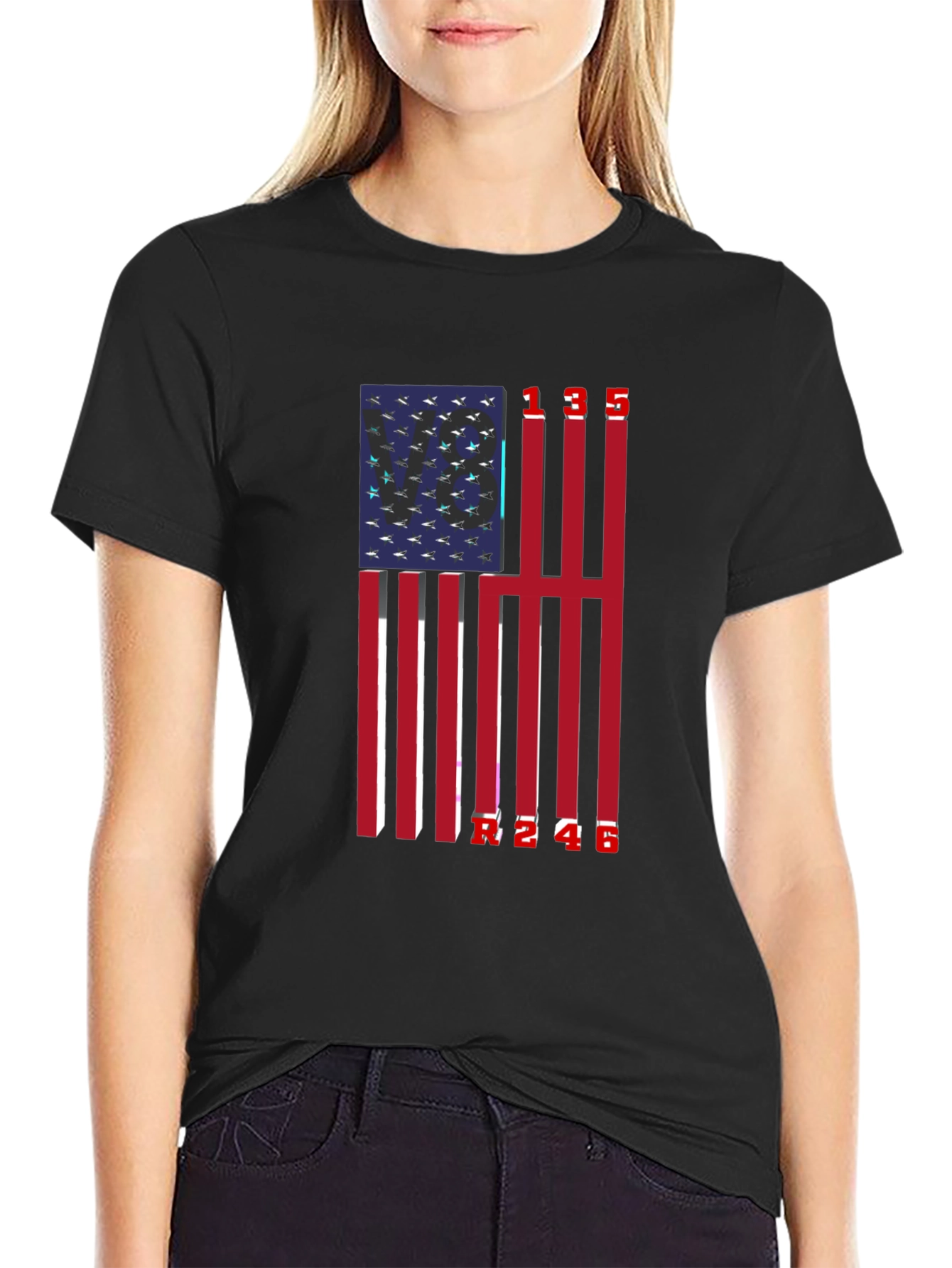 Patriotic American Flag Numbered T-Shirt
