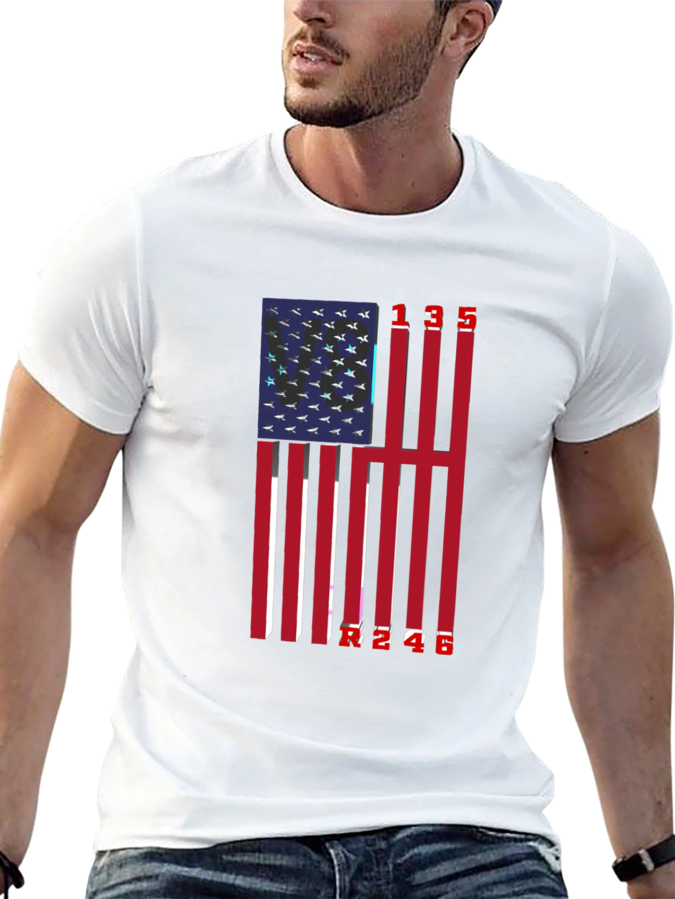 Patriotic American Flag Numbered T-Shirt