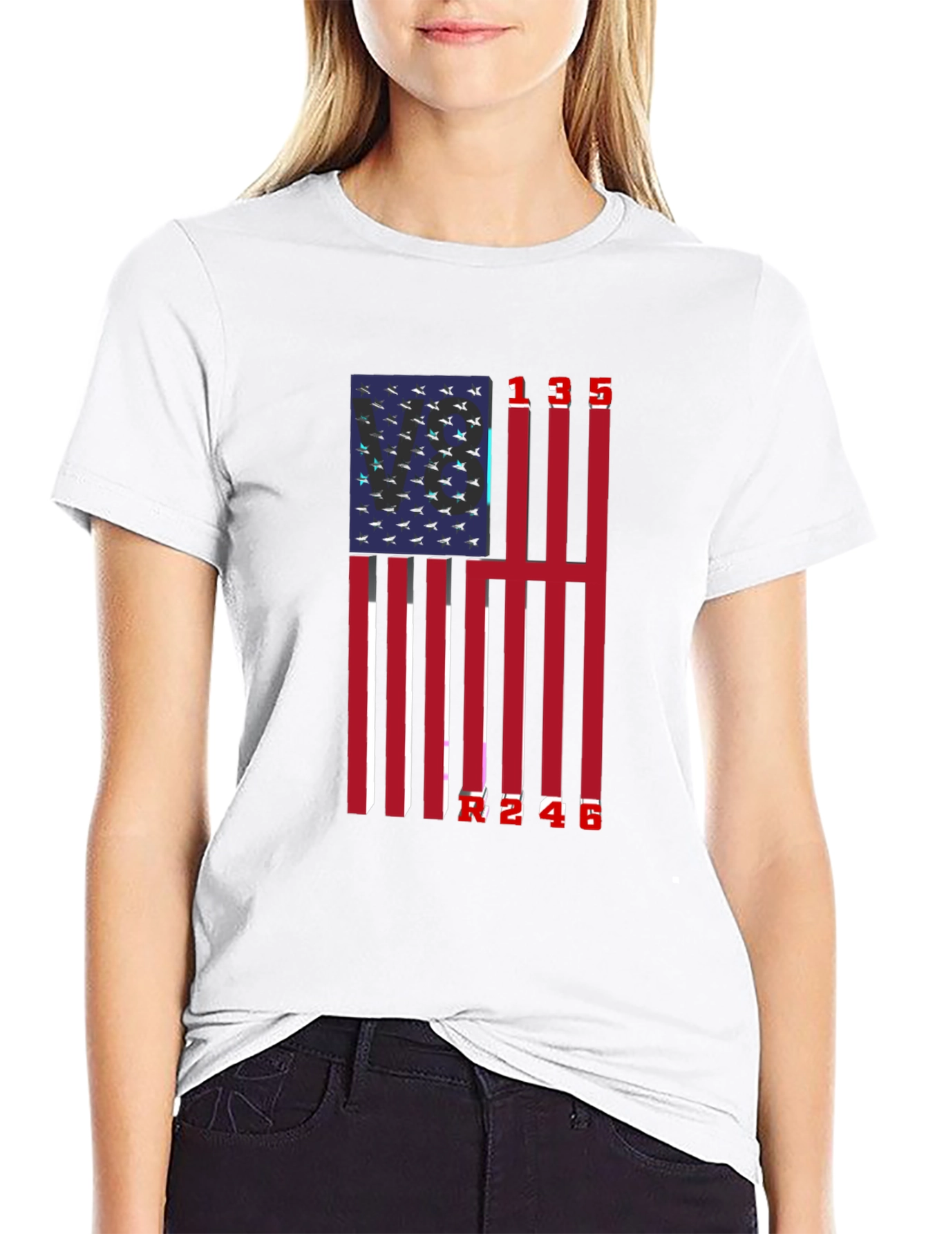 Patriotic American Flag Numbered T-Shirt