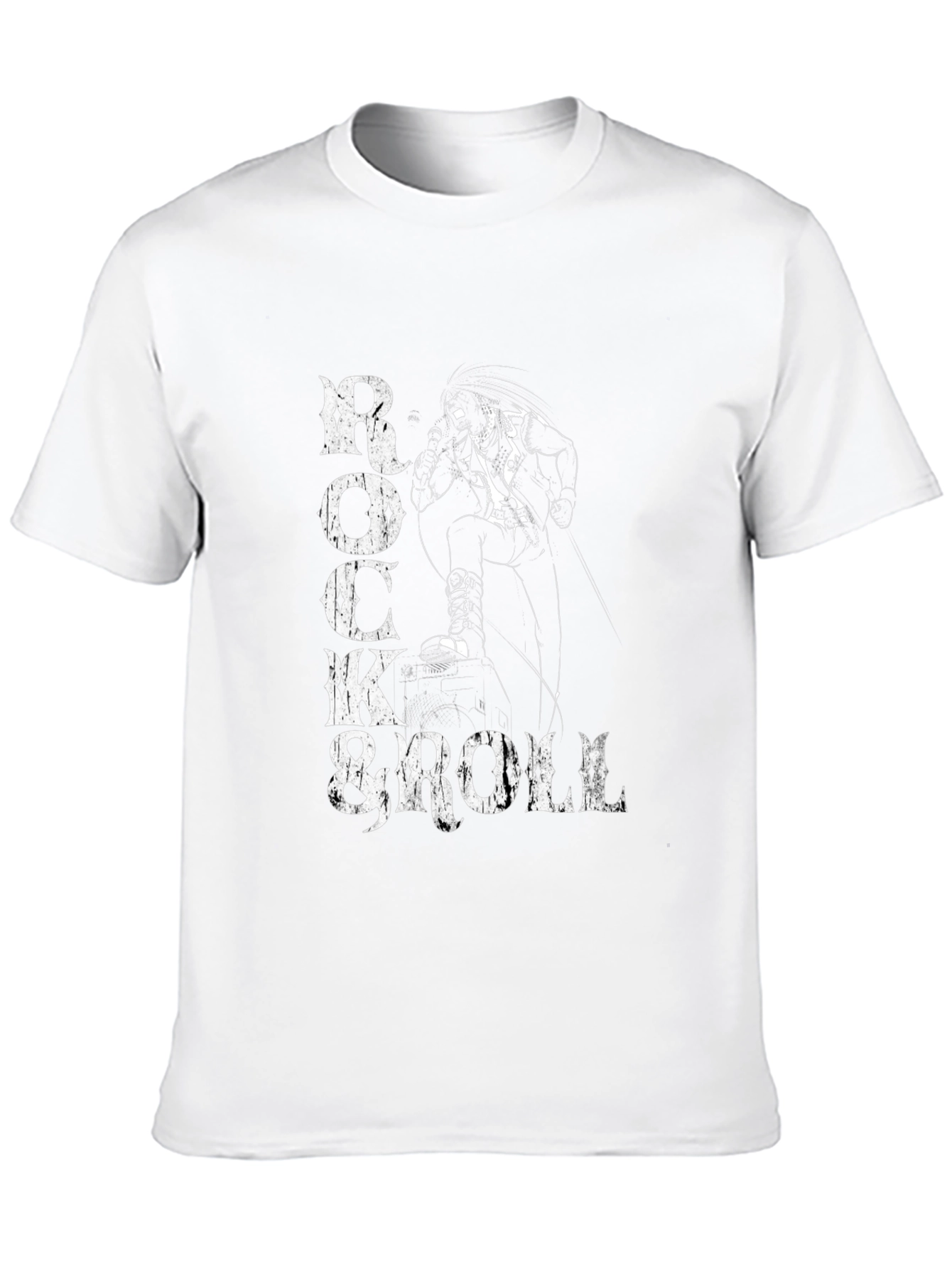 Rock & Roll Graphic Print Tee - Black