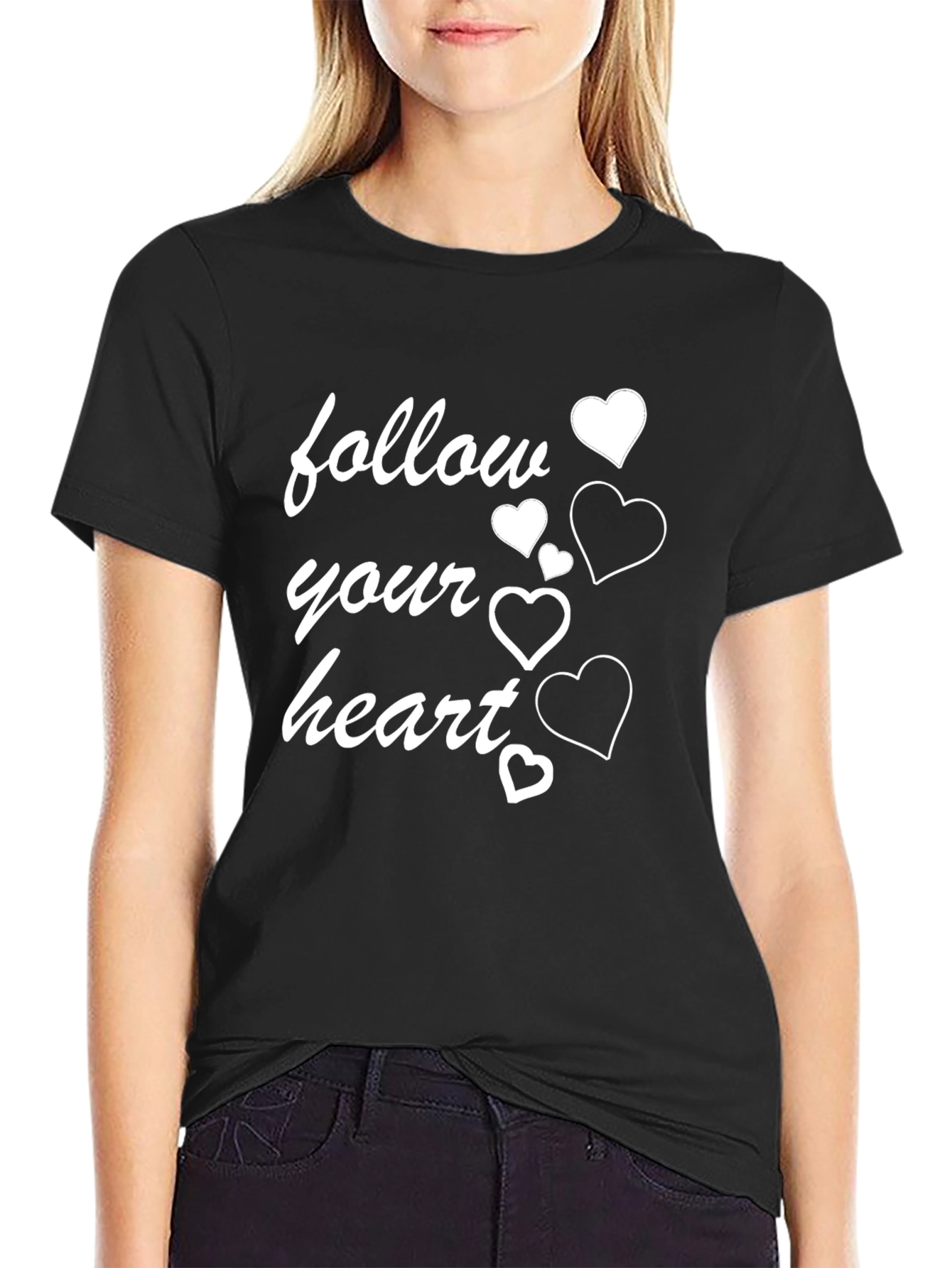 Follow Your Heart Graphic T-Shirt - Stylish Black Tee
