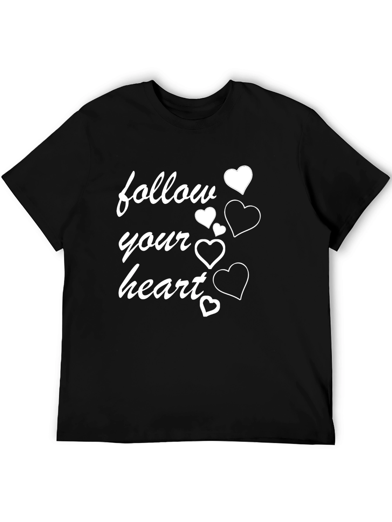 Follow Your Heart Graphic T-Shirt - Stylish Black Tee