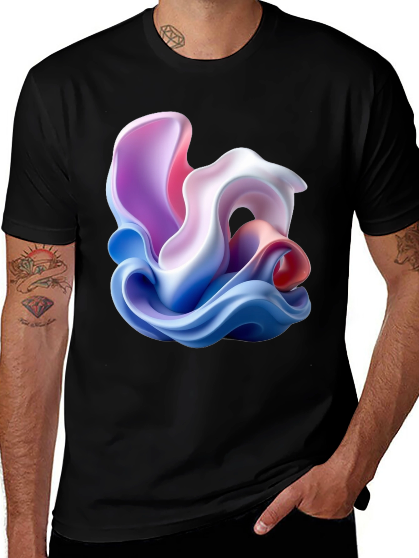 Abstract Swirl Graphic Tee - Modern Art Style