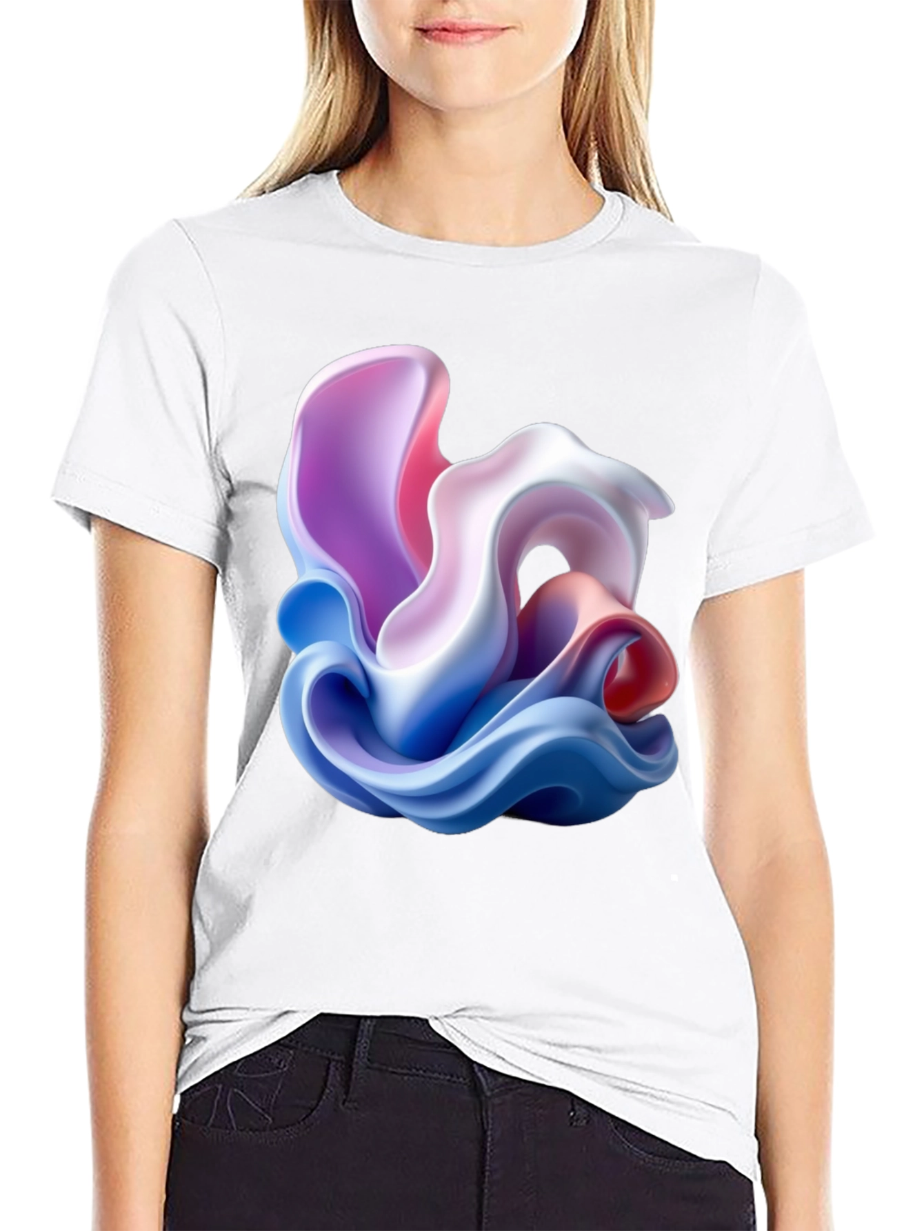 Abstract Swirl Graphic Tee - Modern Art Style