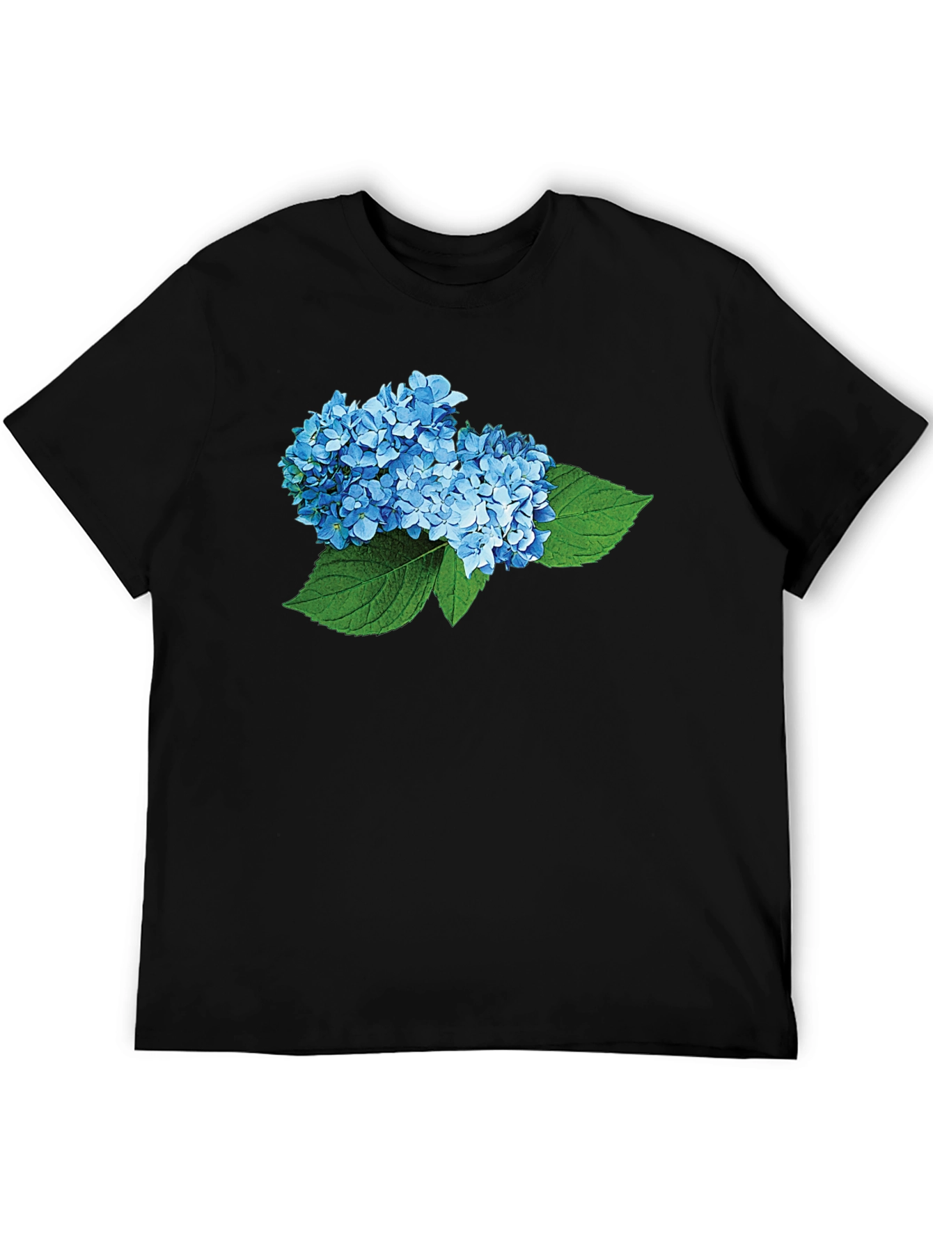Hydrangea Flower Graphic Black T-Shirt