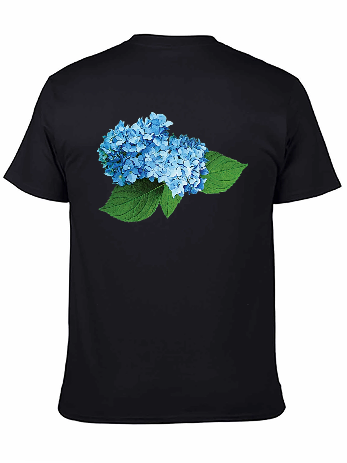 Hydrangea Flower Graphic Black T-Shirt