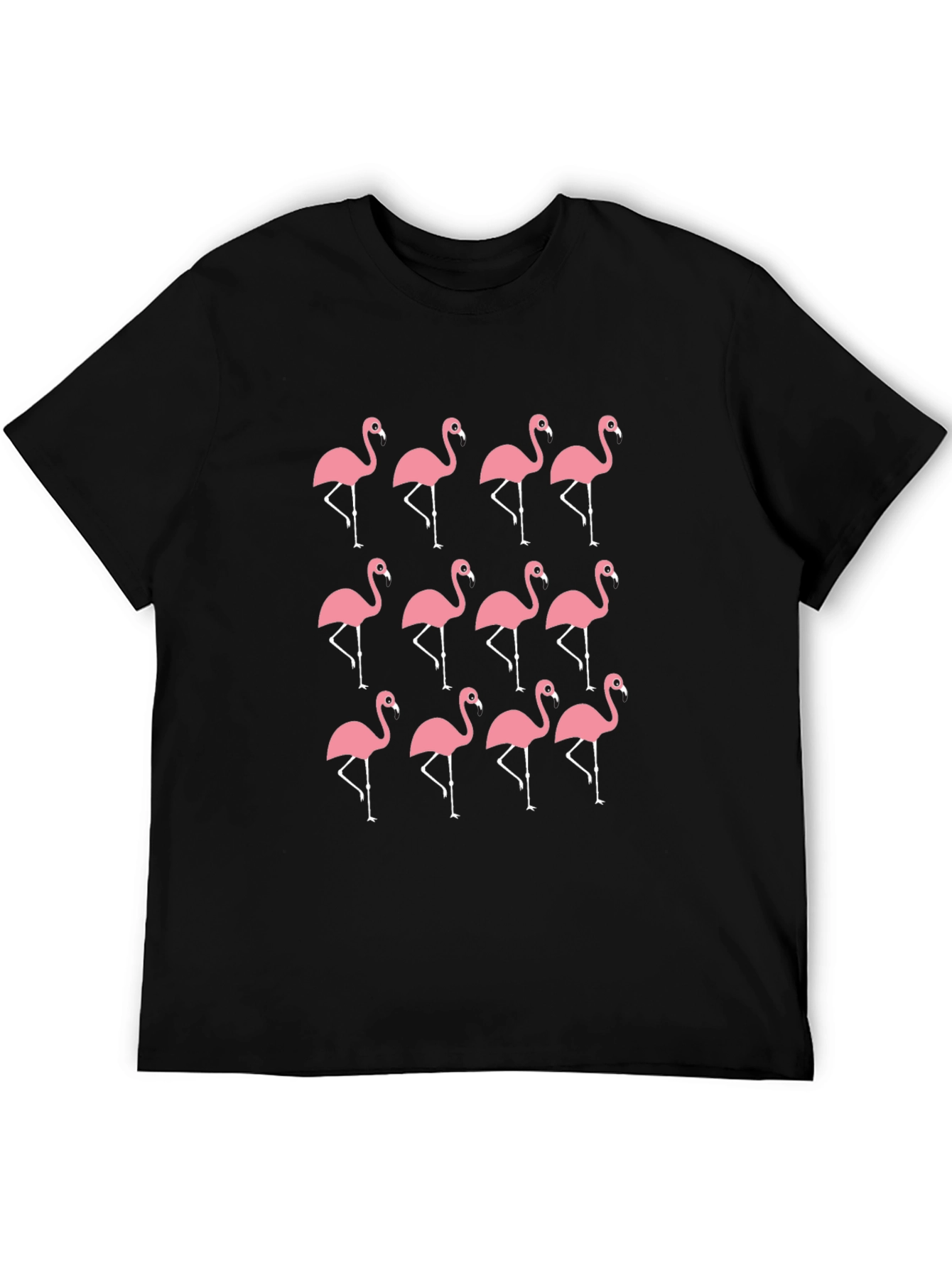 Flamingo Print Black T-Shirt