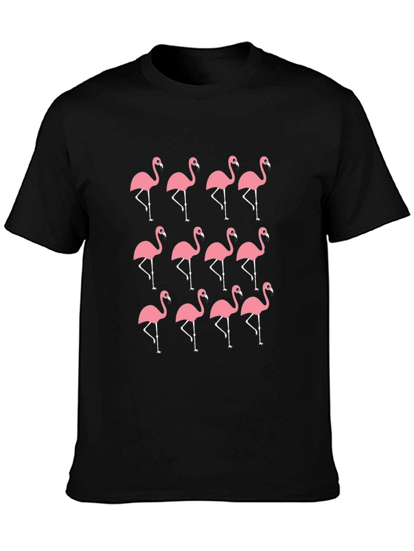 Flamingo Print Black T-Shirt