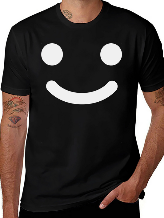 Happy Face Graphic Tee - Black Cotton Blend