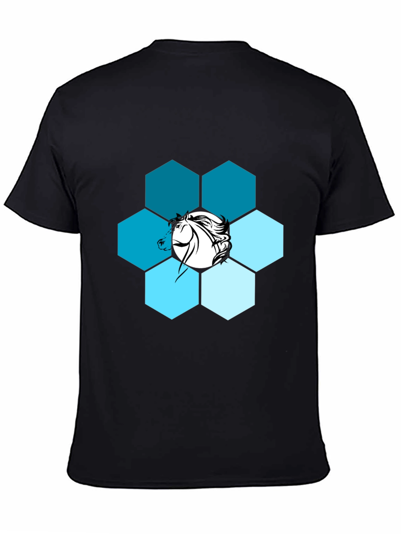 Hexagon Horse Graphic Print Crew Neck T-Shirt