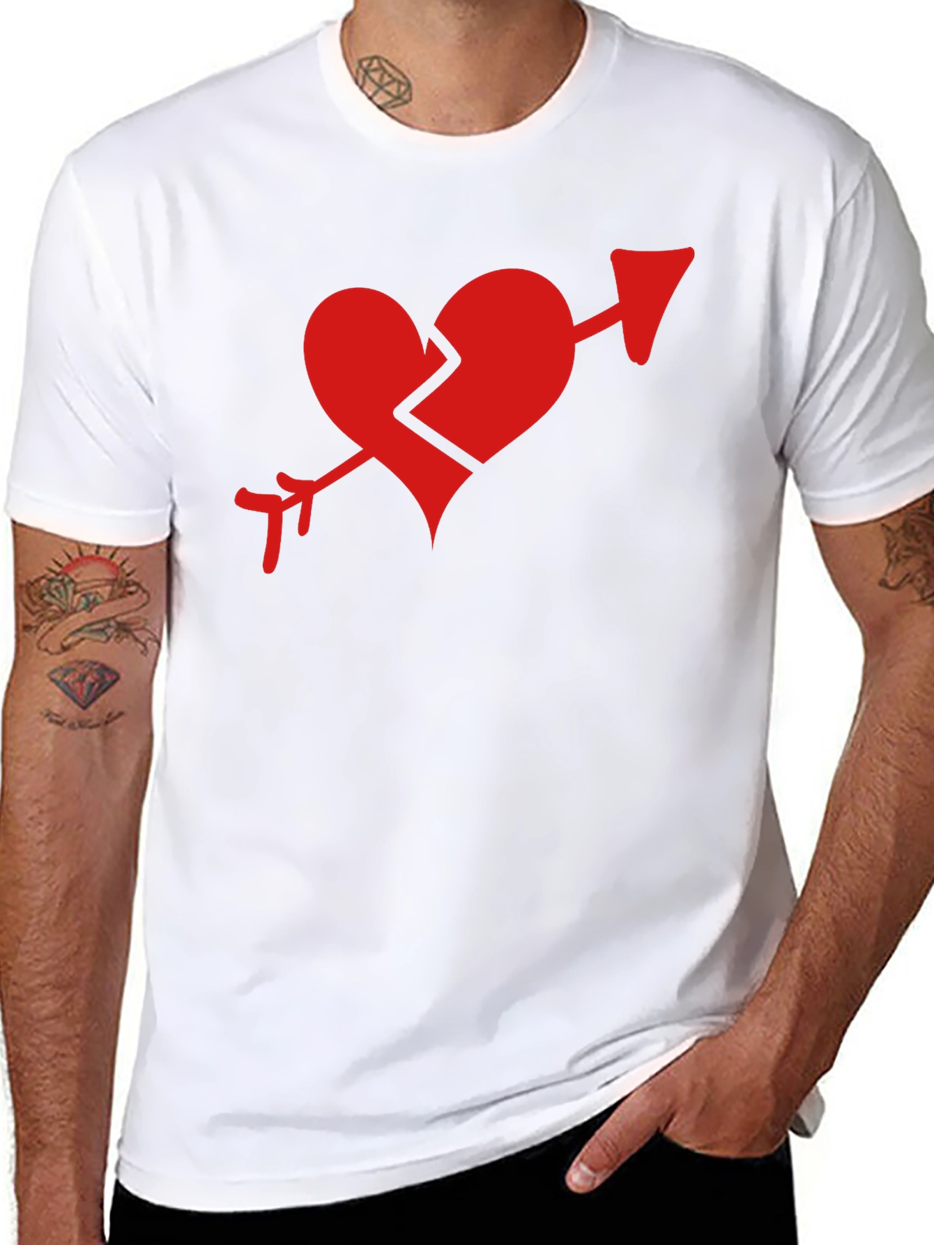 Broken Heart Arrow Graphic Tee - Mens T-Shirt