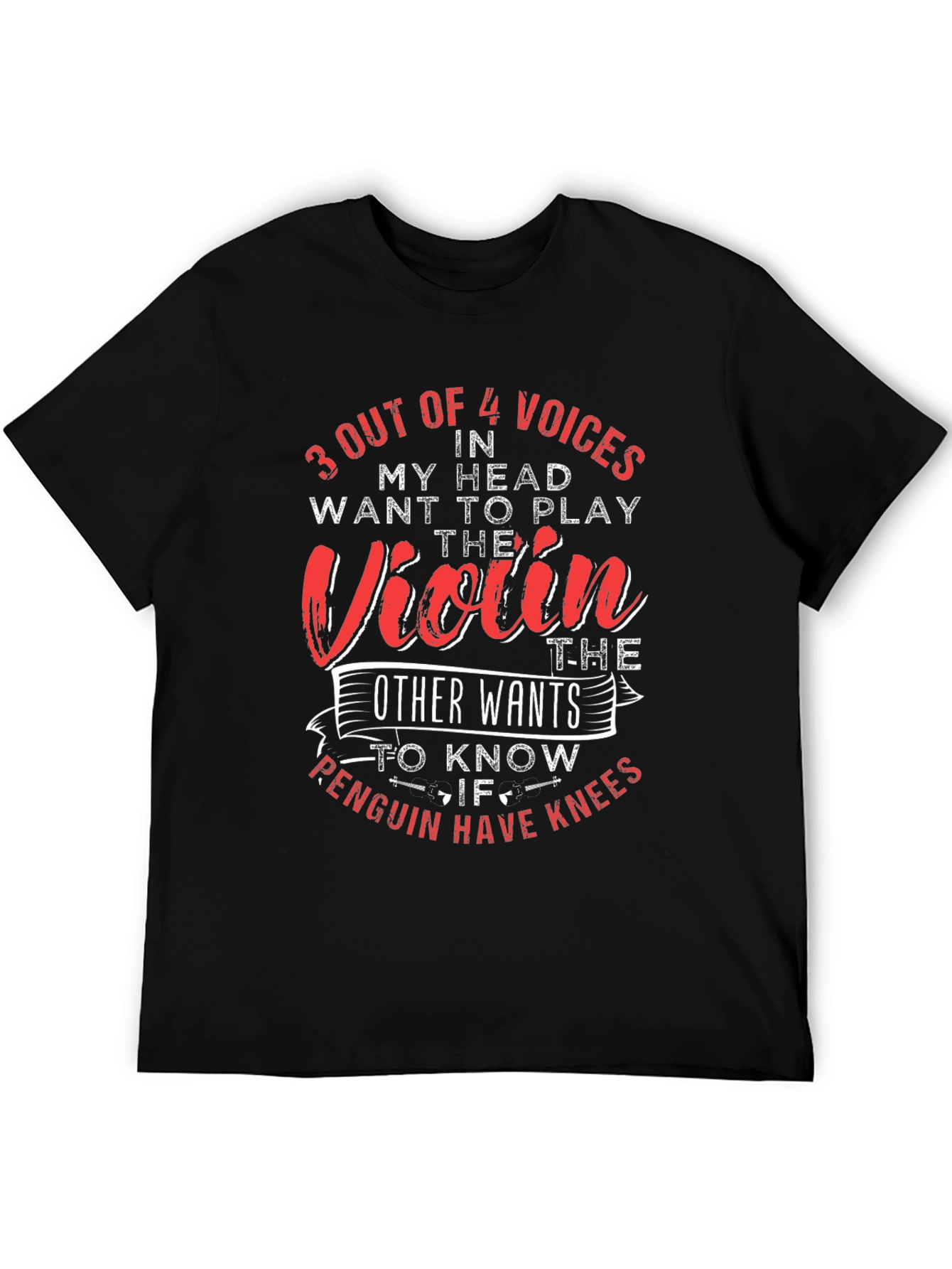 Violin Penguin Knee Funny T-Shirt