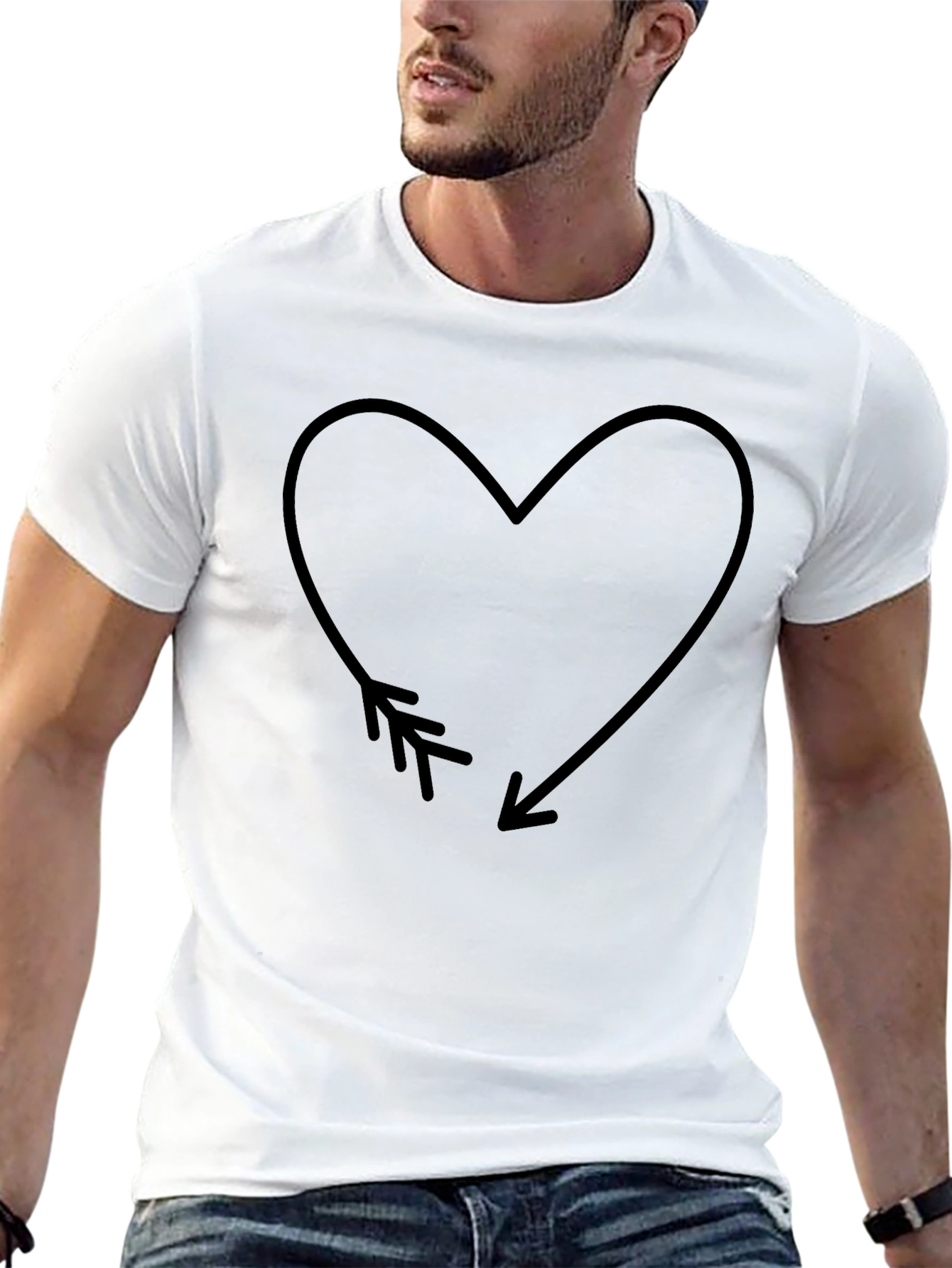 Heart Arrow Graphic Tee - Black Casual T-Shirt