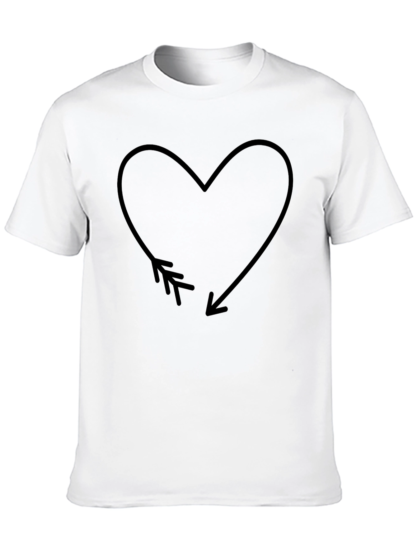Heart Arrow Graphic Tee - Black Casual T-Shirt