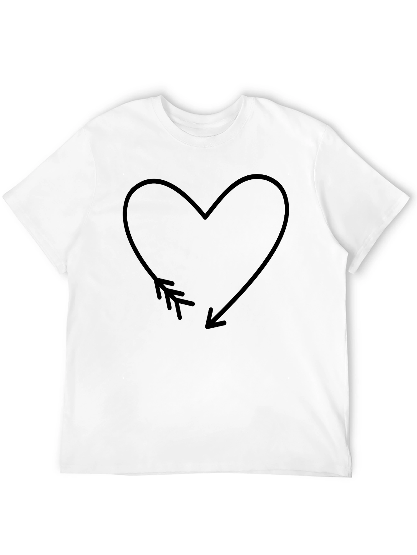Heart Arrow Graphic Tee - Black Casual T-Shirt