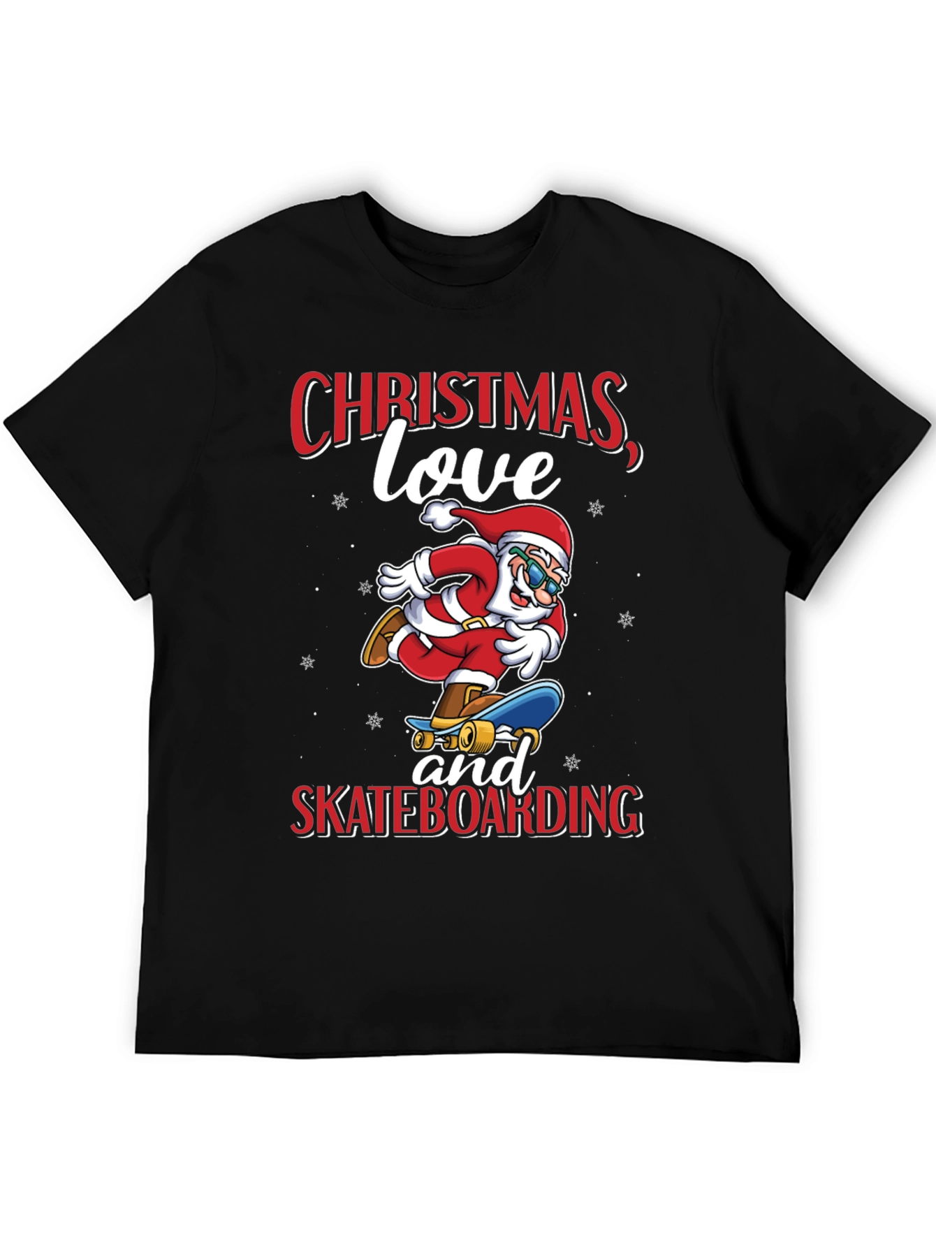 Santa Skateboarding Christmas T-Shirt