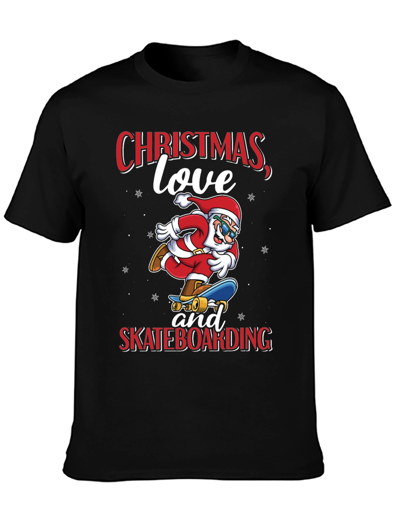 Santa Skateboarding Christmas T-Shirt
