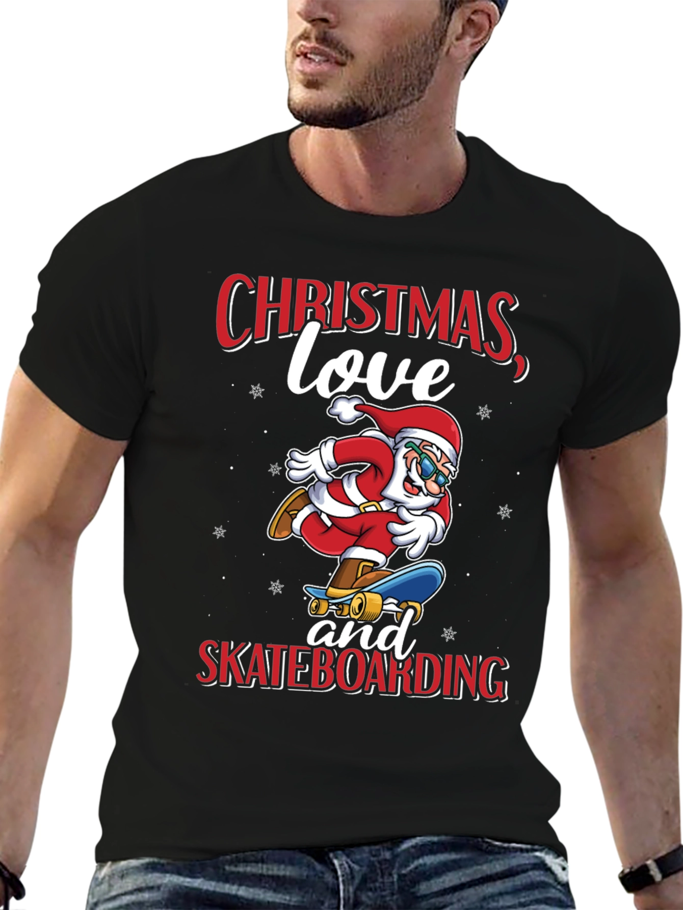 Santa Skateboarding Christmas T-Shirt