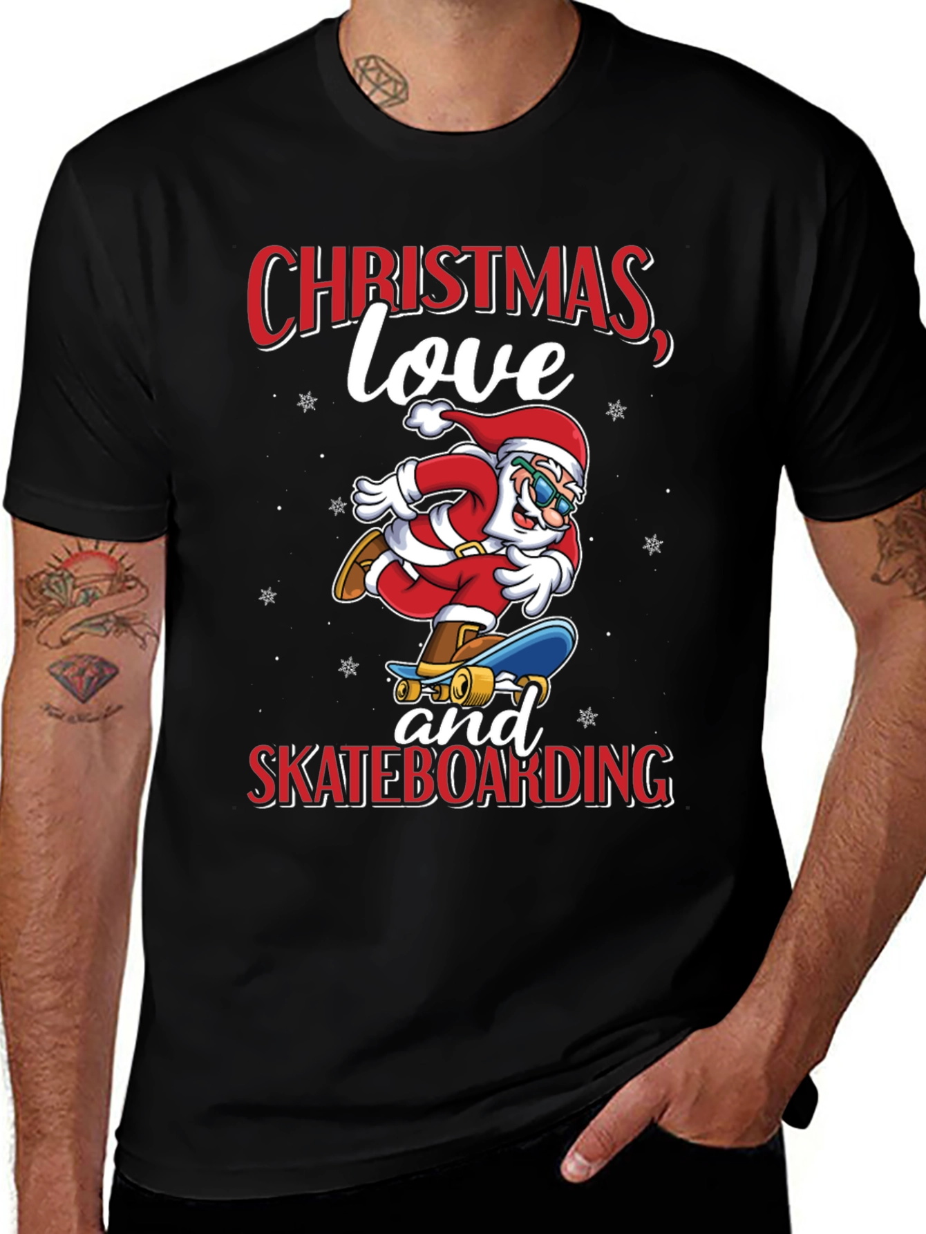 Santa Skateboarding Christmas T-Shirt