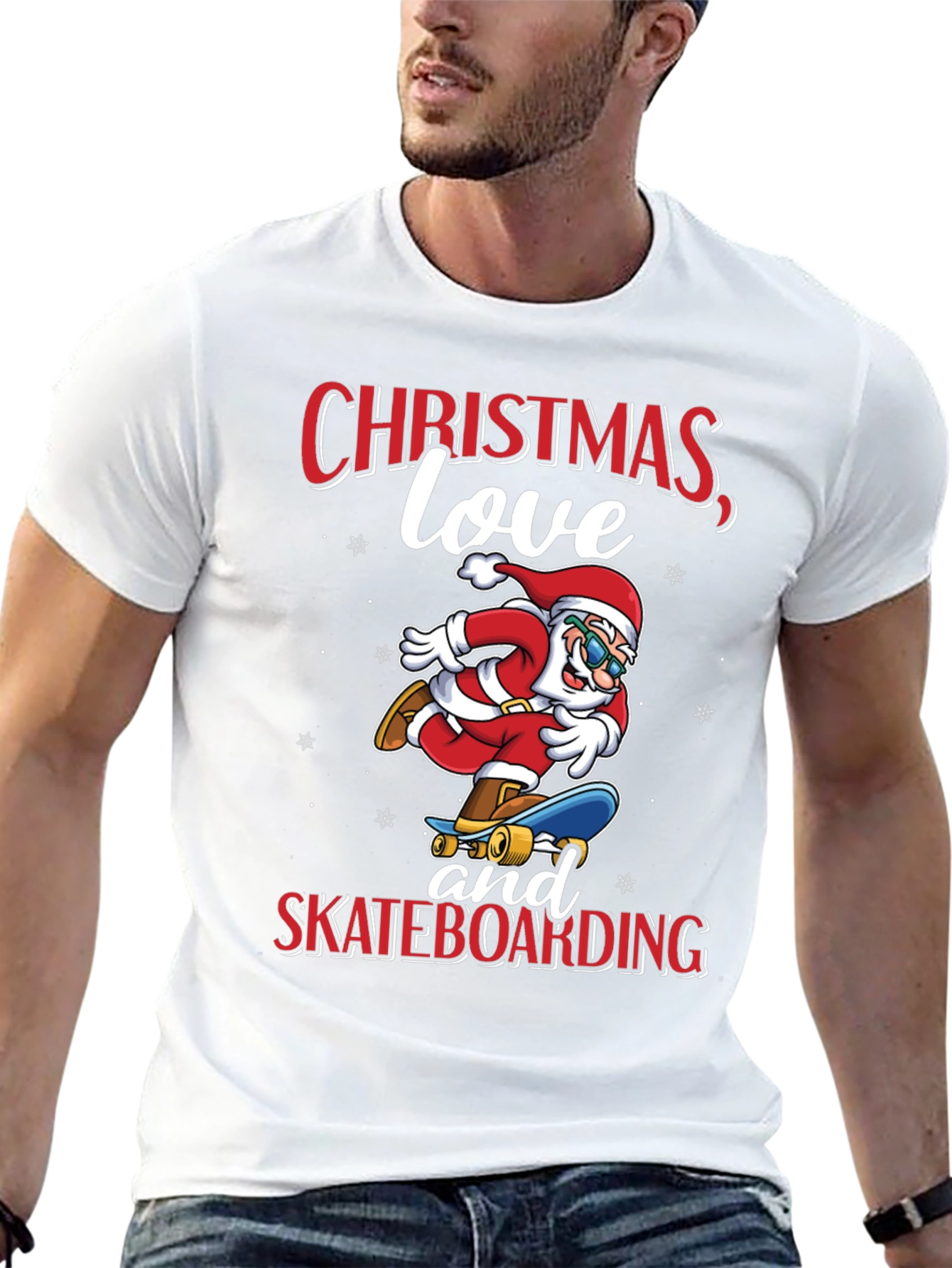 Santa Skateboarding Christmas T-Shirt