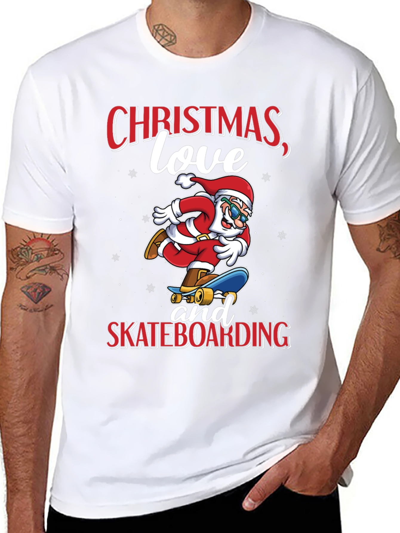 Santa Skateboarding Christmas T-Shirt
