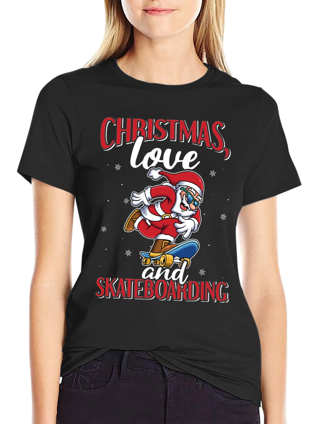 Santa Skateboarding Christmas T-Shirt